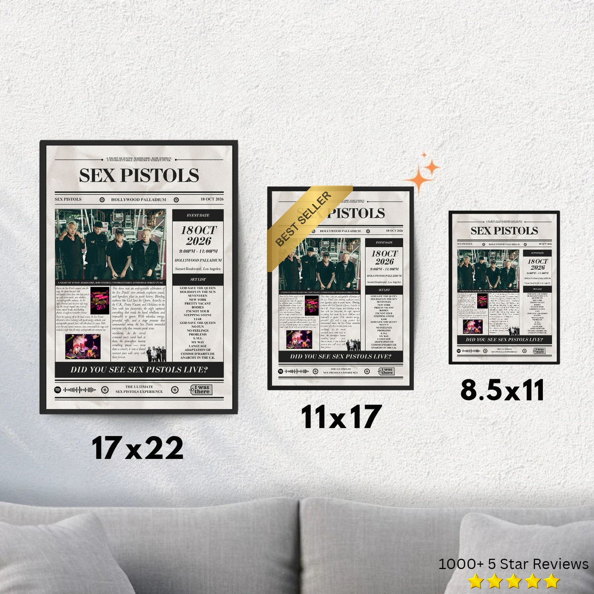 Sex Pistols - Personalised Newspaper Style Concert Poster (USA Tour)