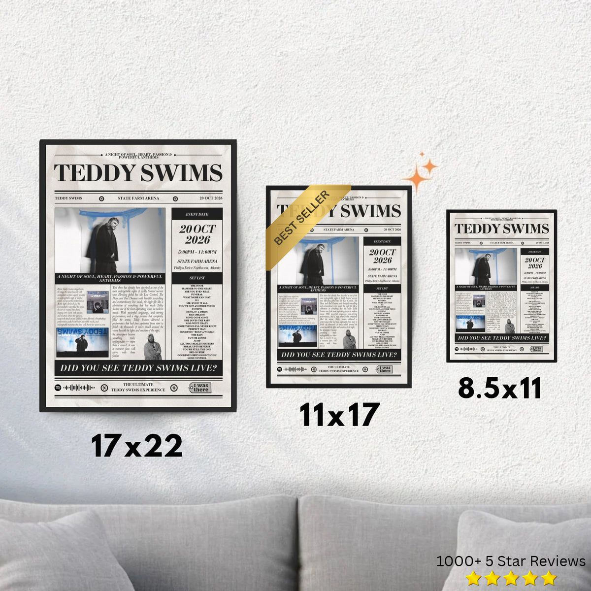 Teddy Swims - Personalised Newspaper Style Concert Poster (USA Tour)