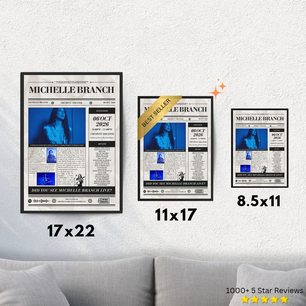 Michelle Branch - Personalised Newspaper Style Concert Poster (USA Tour)