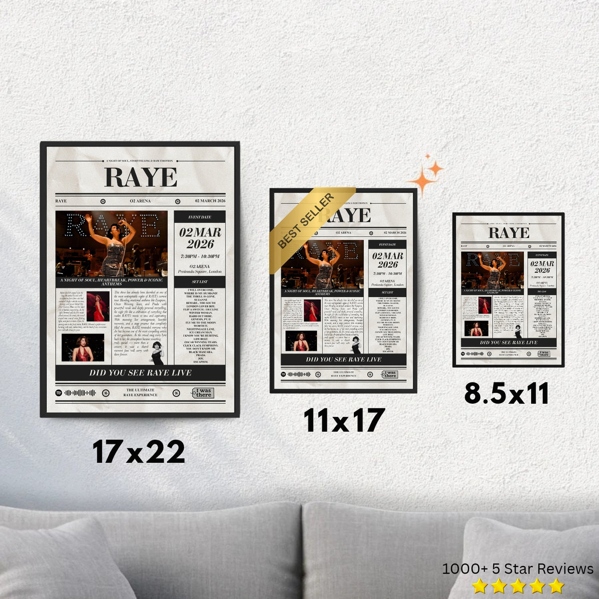 RAYE - Personalised Newspaper Style Concert Poster (USA Tour)