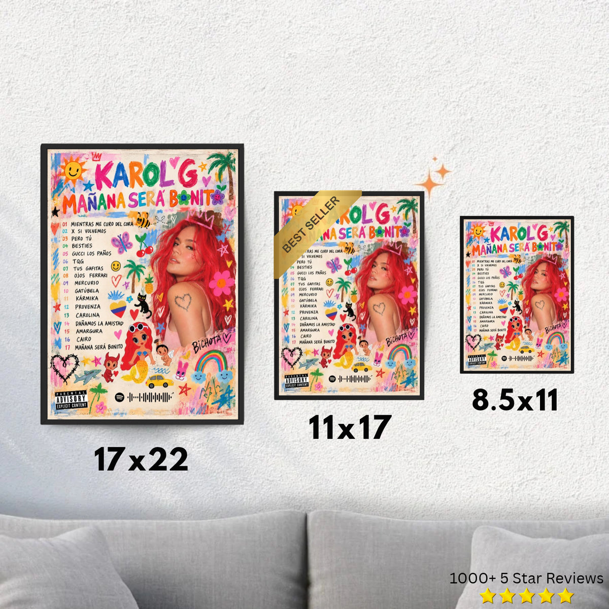 MAÑANA SERÁ BONITO - KAROL G Inspired Album Poster - USA