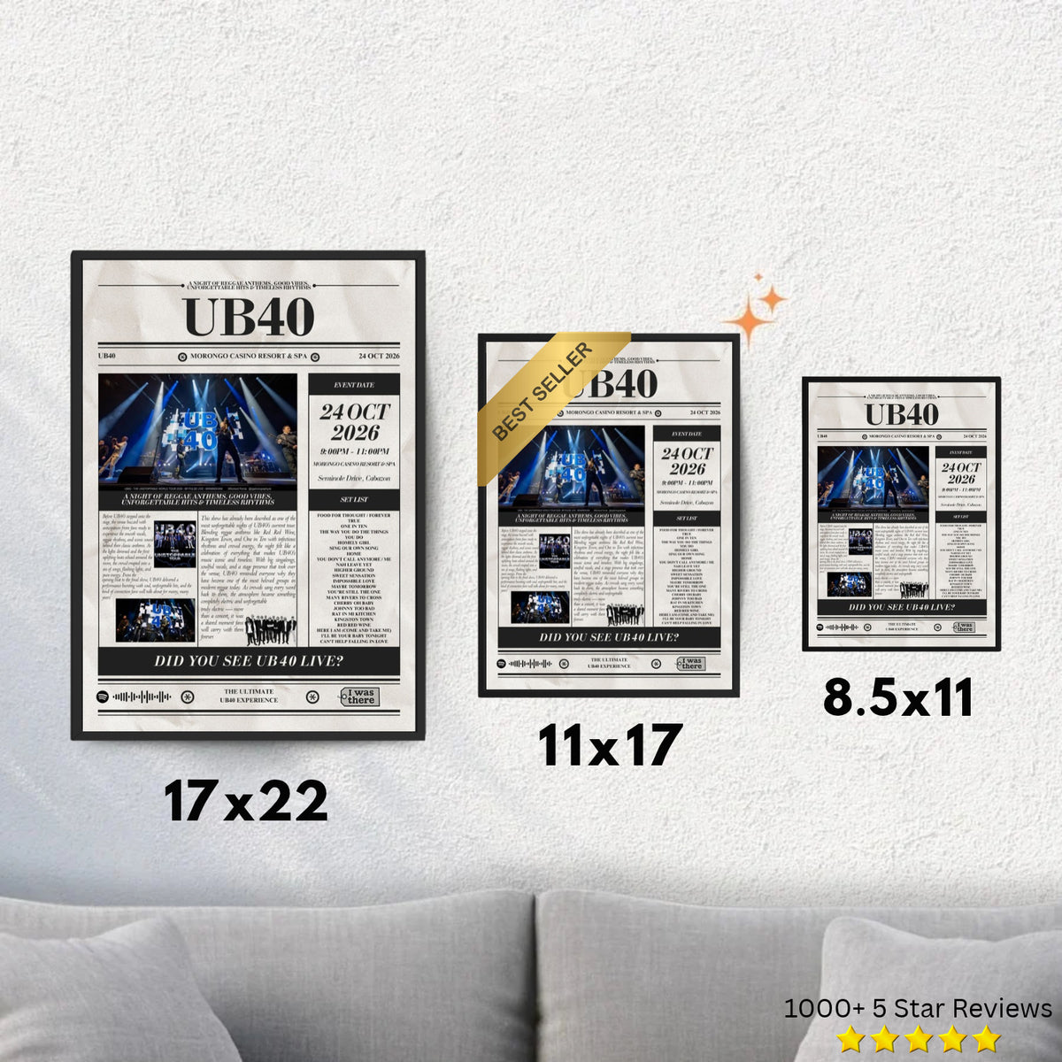 UB40 - Personalised Newspaper Style Concert Poster (USA Tour)