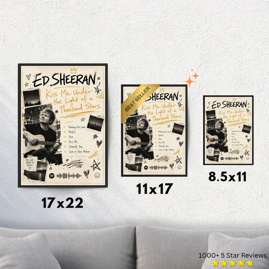 kiss me under the light of a thousand stars! - Ed Sheeran Inspired Album Poster - USA