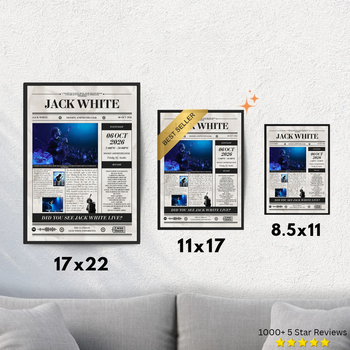 Jack White - Personalised Newspaper Style Concert Poster (USA Tour)