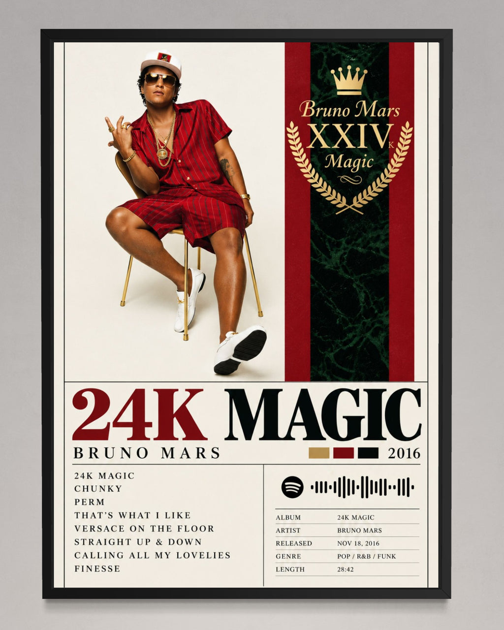 24K Magic - Bruno Mars Inspired Album Poster - USA