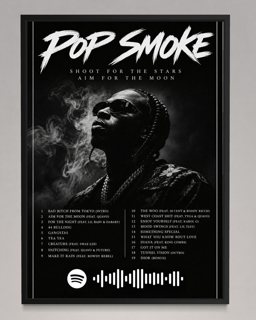 Shoot for the Stars, Aim for the Moon - Pop Smoke Inspired Album Poster - USA