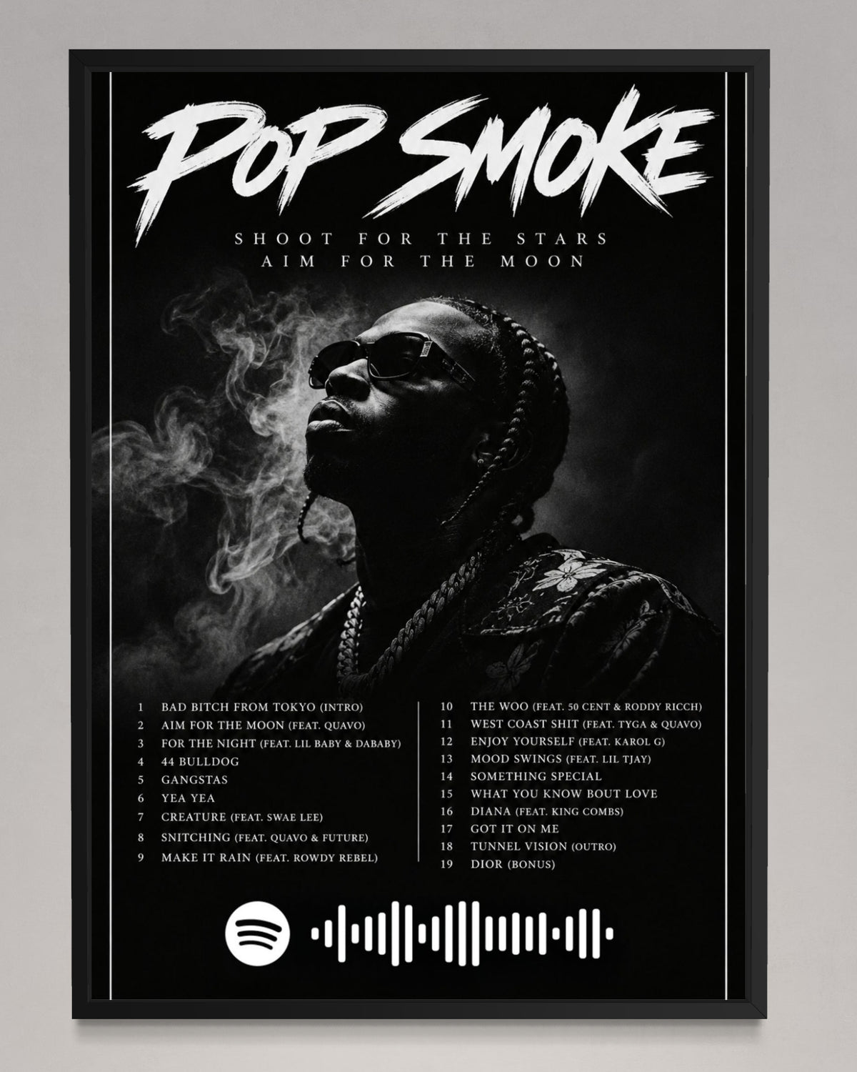 Shoot for the Stars, Aim for the Moon - Pop Smoke Inspired Album Poster - USA