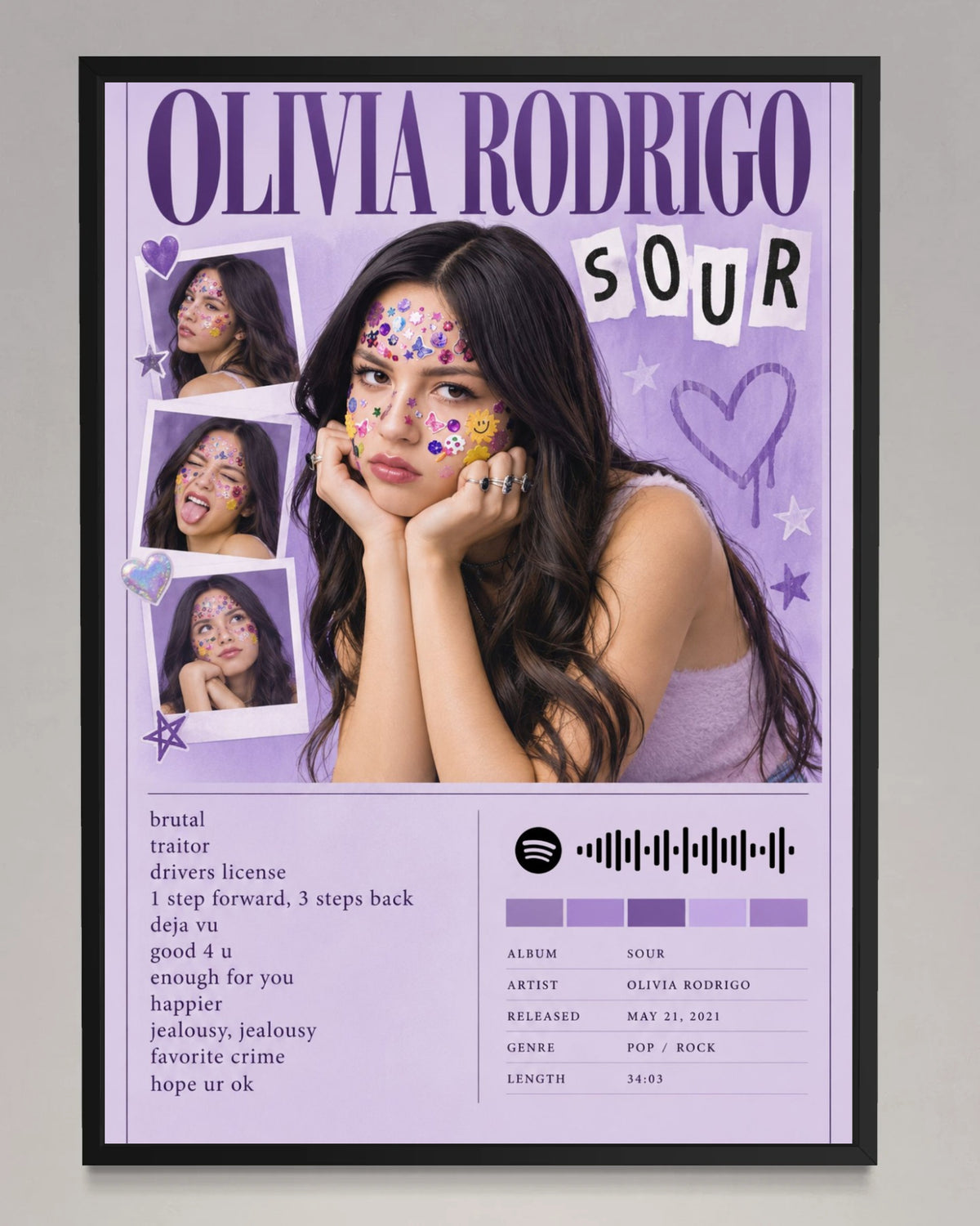SOUR - Olivia Rodrigo Inspired Album Poster - USA