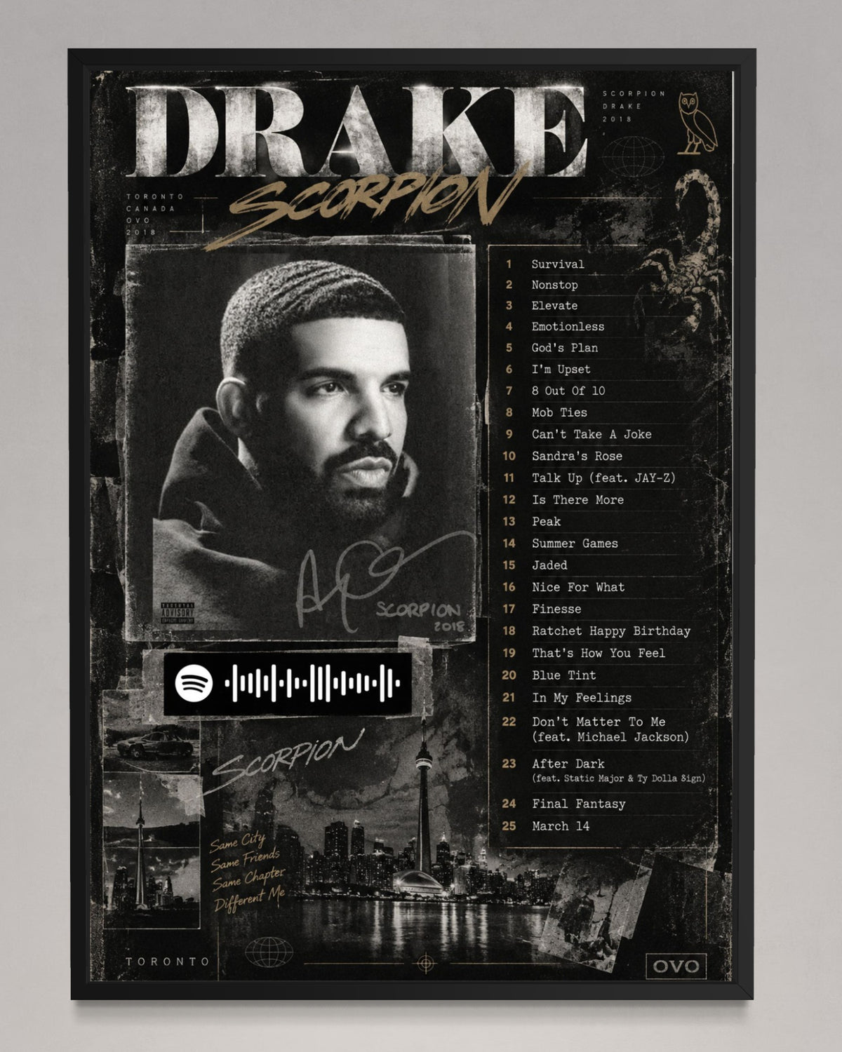 Scorpion - Drake Inspired Album Poster - USA