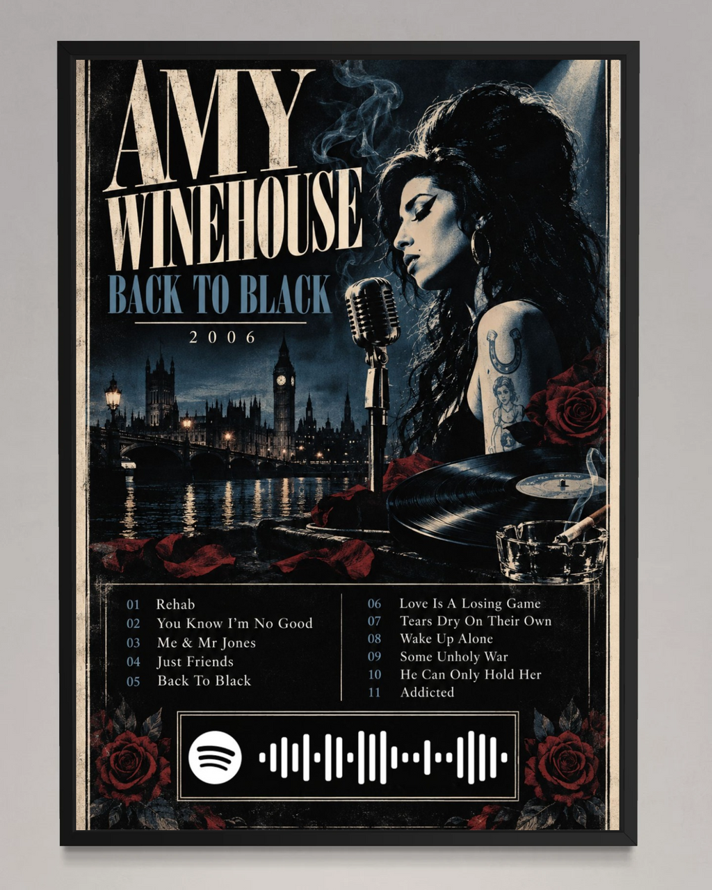 Back to Black - Amy Winehouse Inspired Album Poster - USA