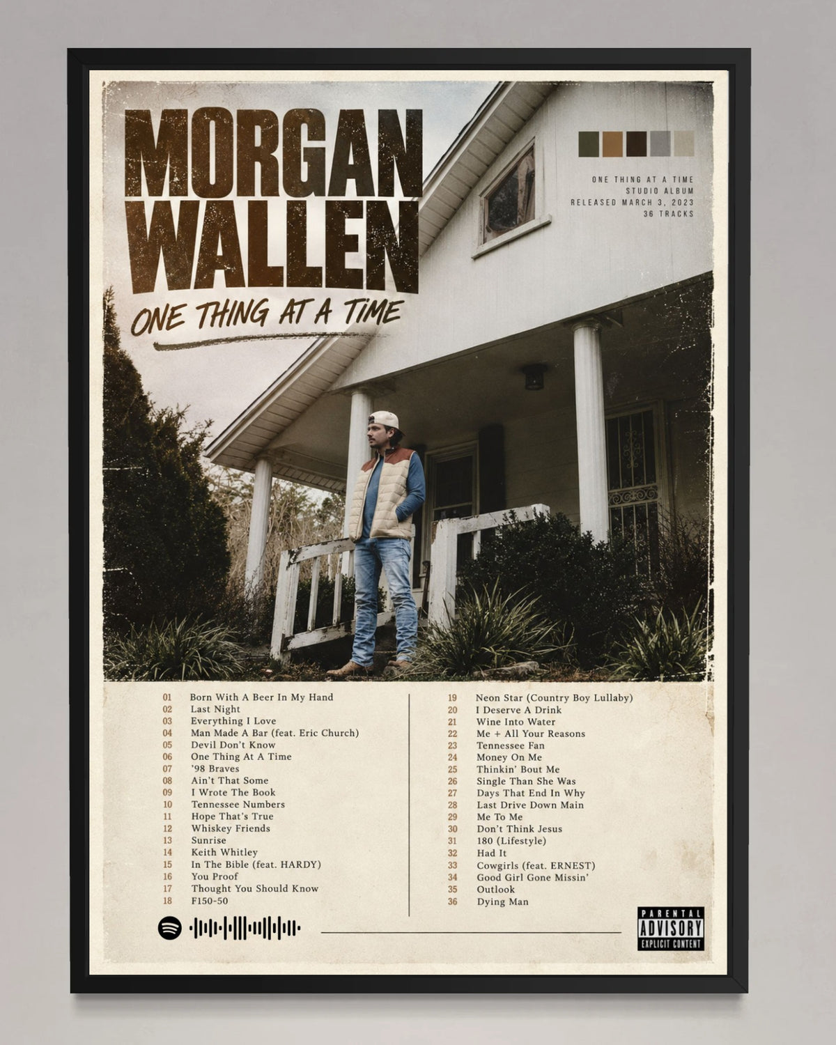 One Thing at a Time - Morgan Wallen Inspired Album Poster - USA