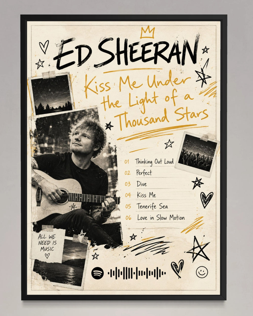kiss me under the light of a thousand stars! - Ed Sheeran Inspired Album Poster - USA