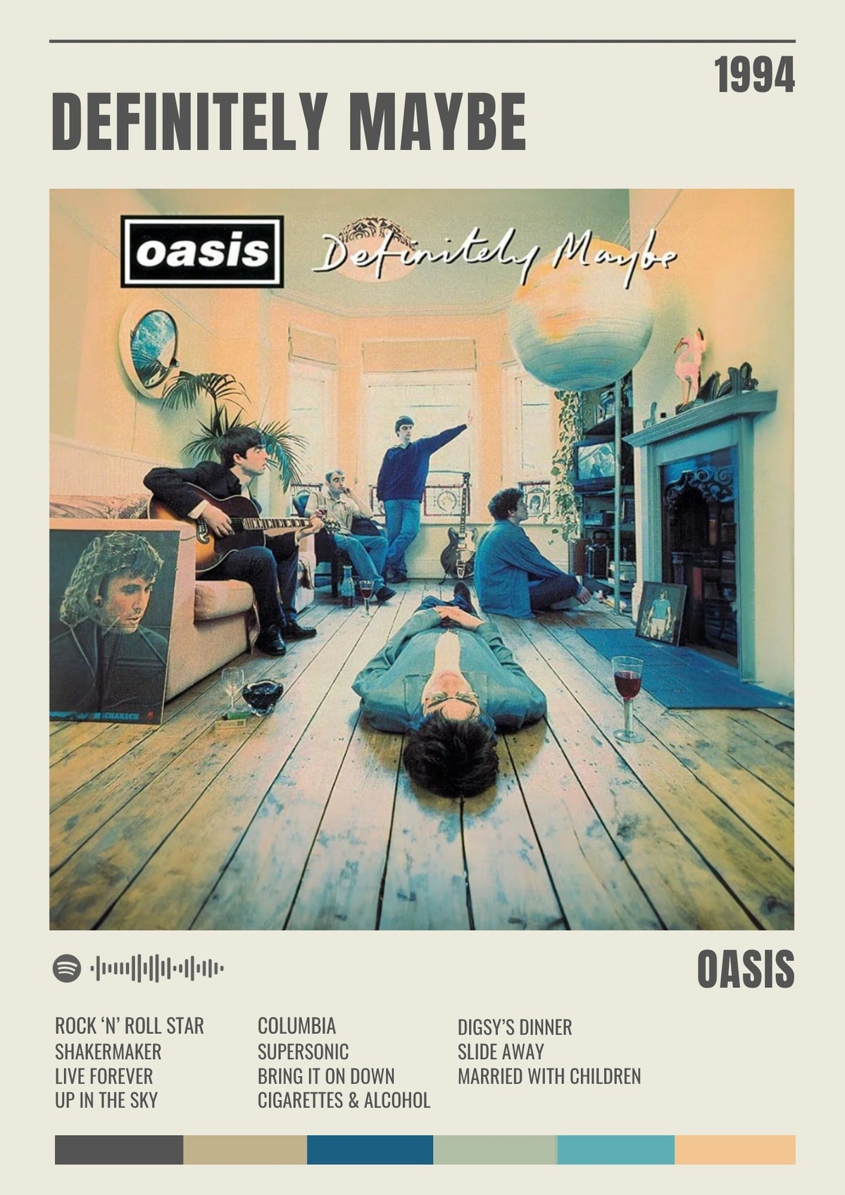 Definitely Maybe - Oasis Inspired Album Track Poster - USA