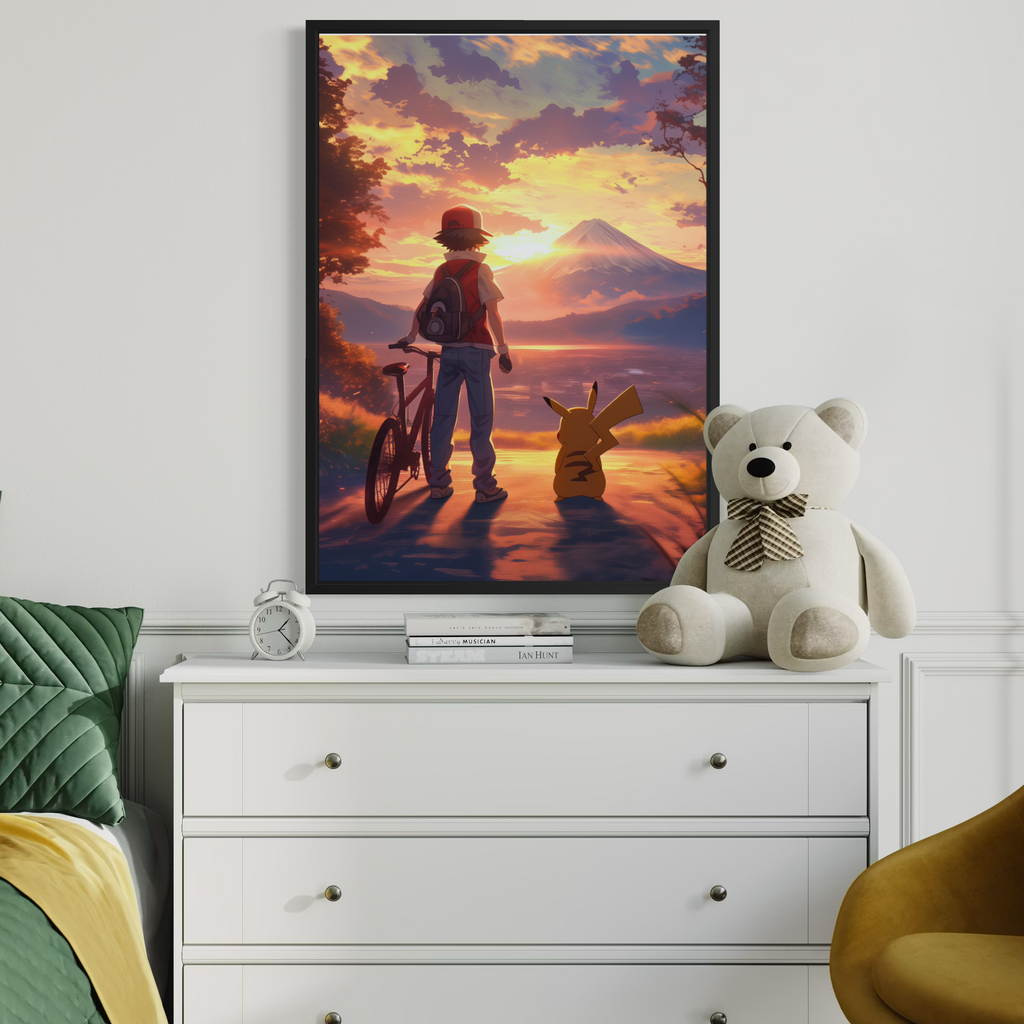 Ash & Pikachu Chasing Horizons - Pokemon Inspired Album Poster - USA