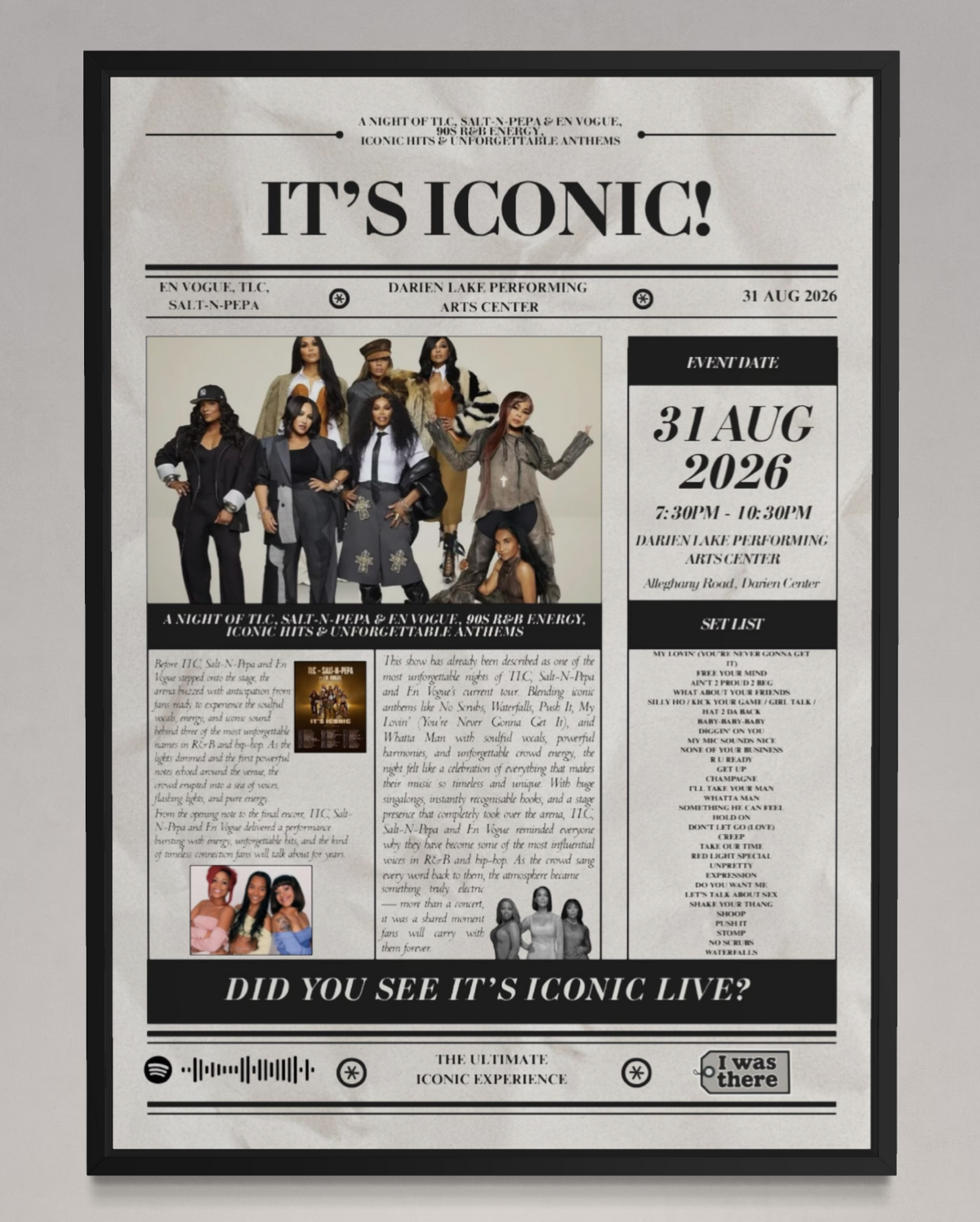 It's Iconic Tour - Personalised Newspaper Style Concert Poster (USA Tour)