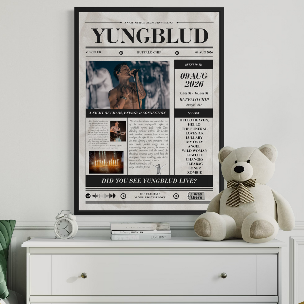 YUNGBLUD - Personalised Newspaper Style Concert Poster (USA Tour)