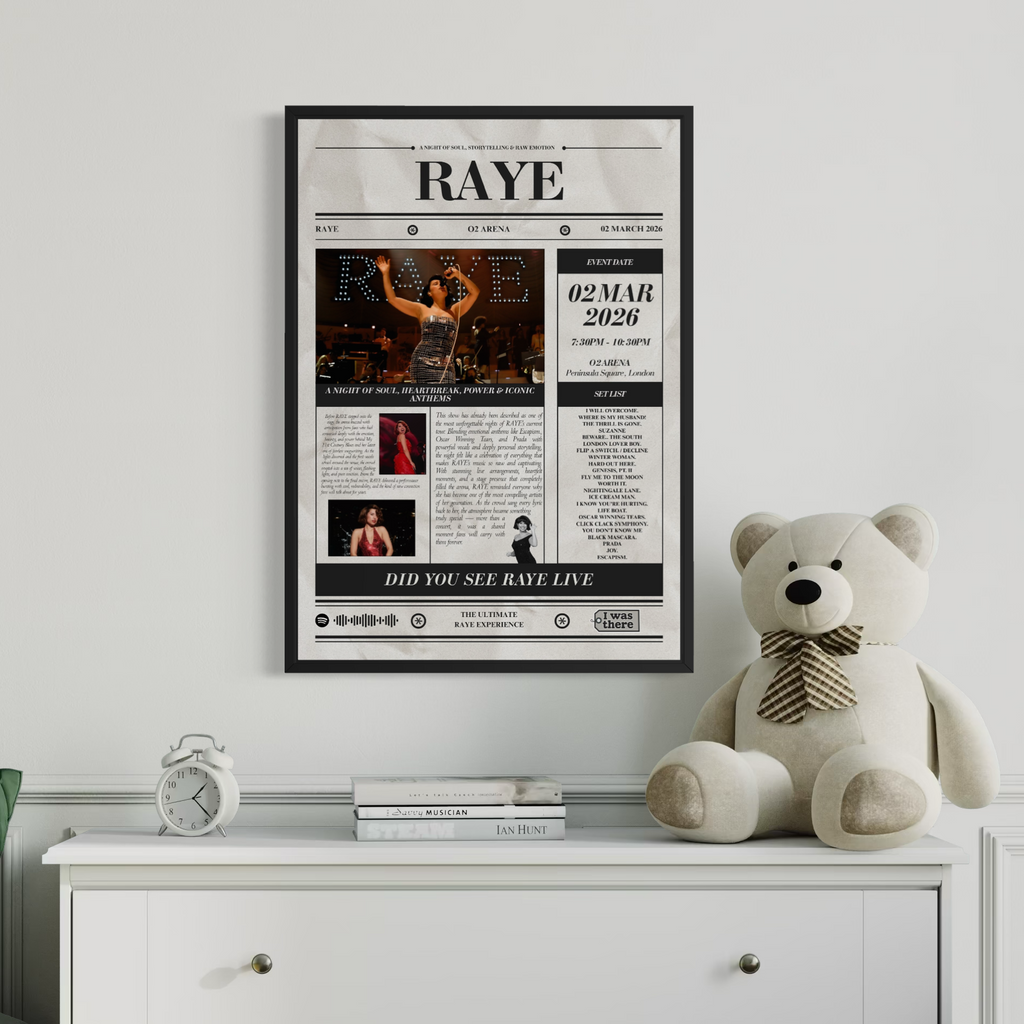 RAYE - Personalised Newspaper Style Concert Poster (USA Tour)