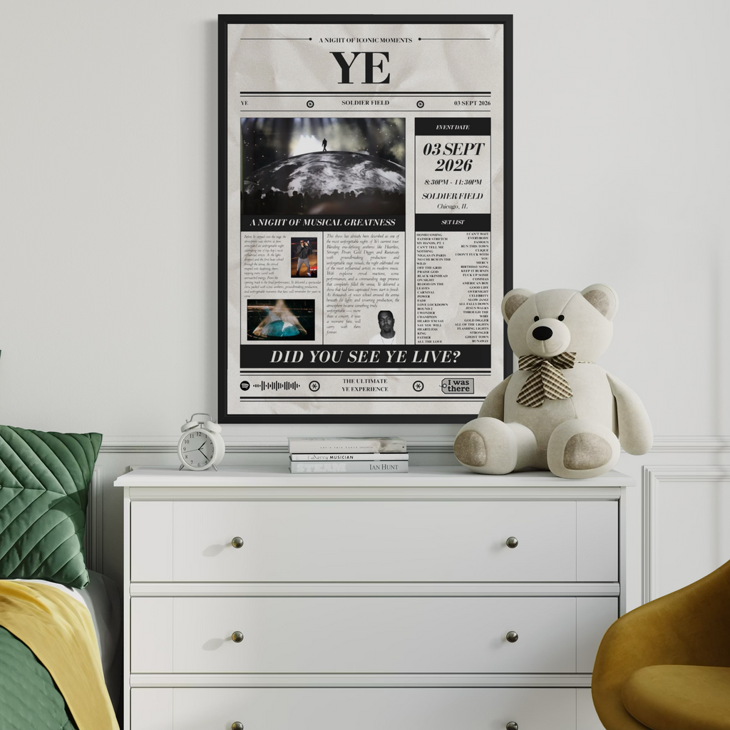 Kanye West - Personalised Newspaper Style Concert Poster (USA Tour)