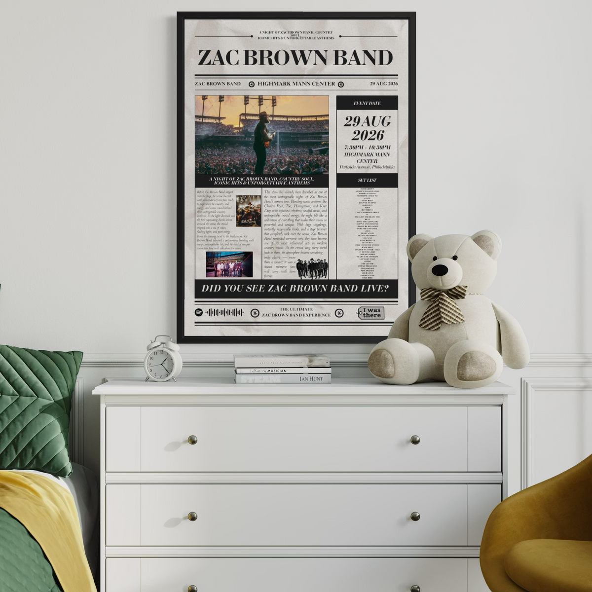 Zac Brown Band - Personalised Newspaper Style Concert Poster (USA Tour)