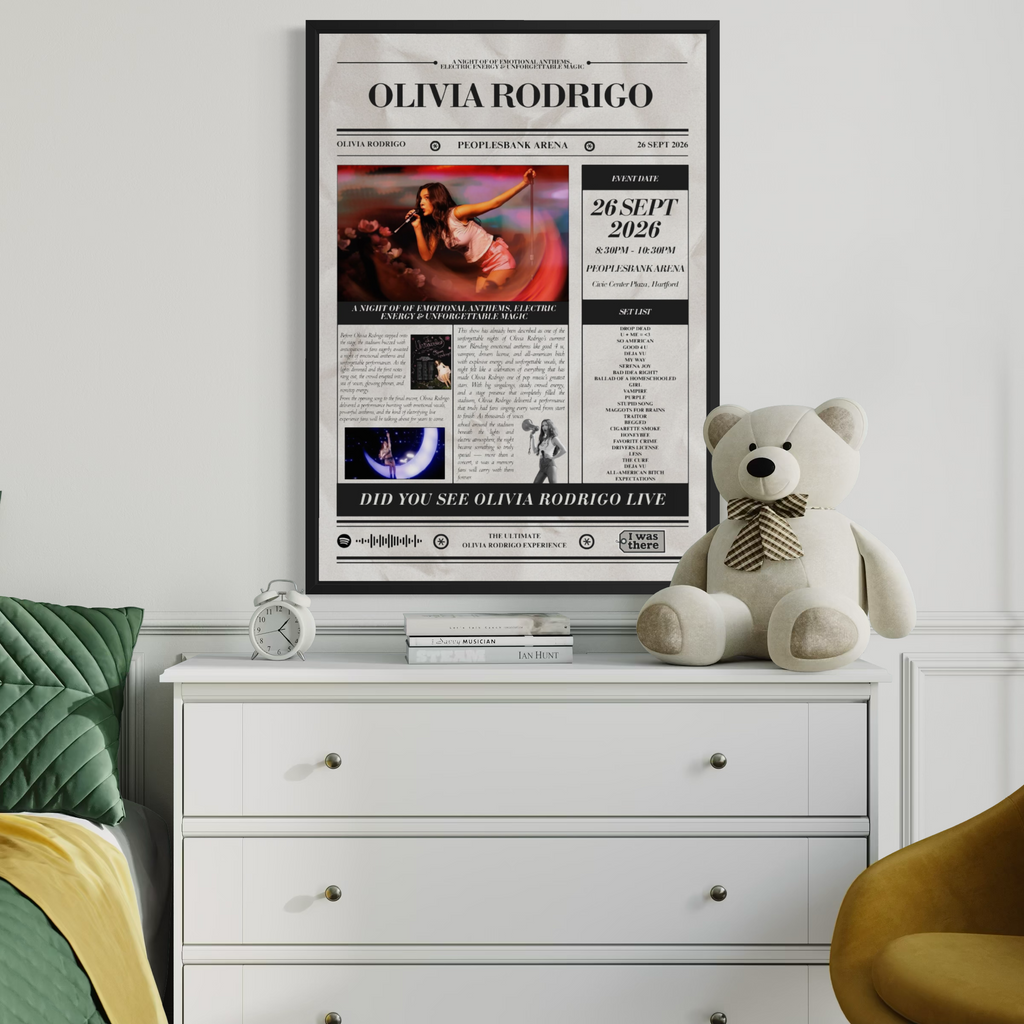 Olivia Rodrigo - Personalised Newspaper Style Concert Poster (USA Tour)