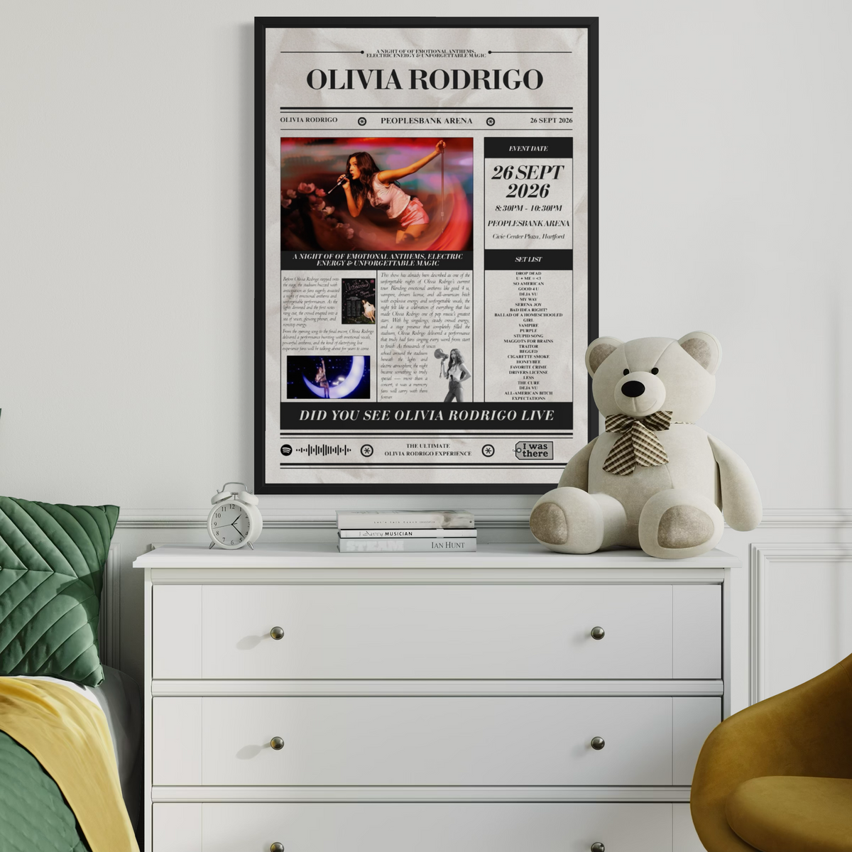 Olivia Rodrigo - Personalised Newspaper Style Concert Poster (USA Tour)