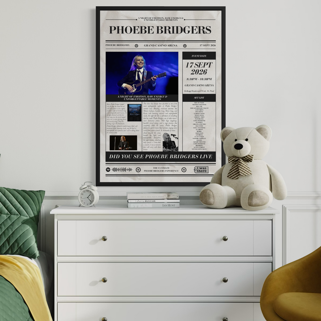 Phoebe Bridgers - Personalised Newspaper Style Concert Poster (USA Tour)