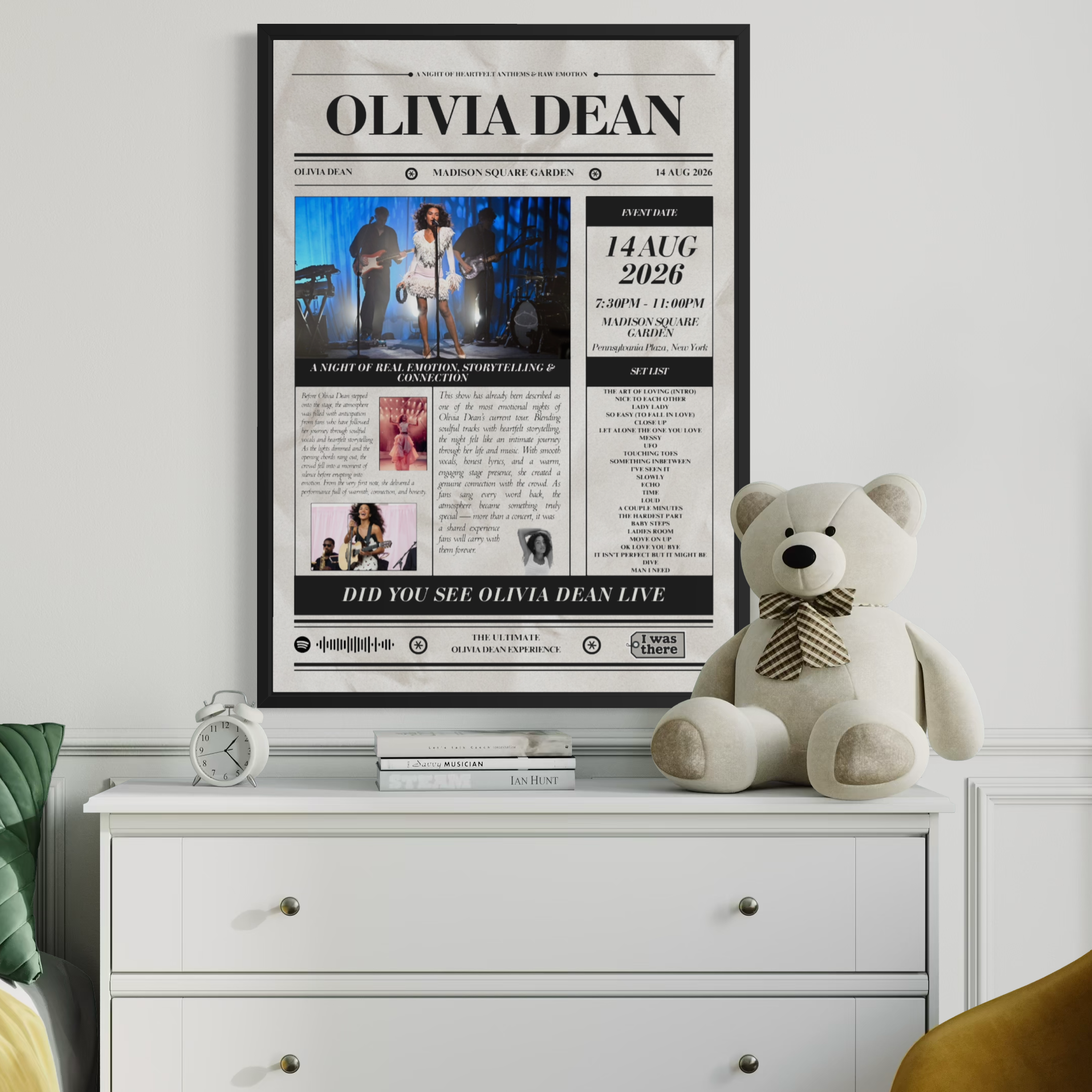 Olivia Dean - Personalised Newspaper Style Concert Poster (USA Tour)