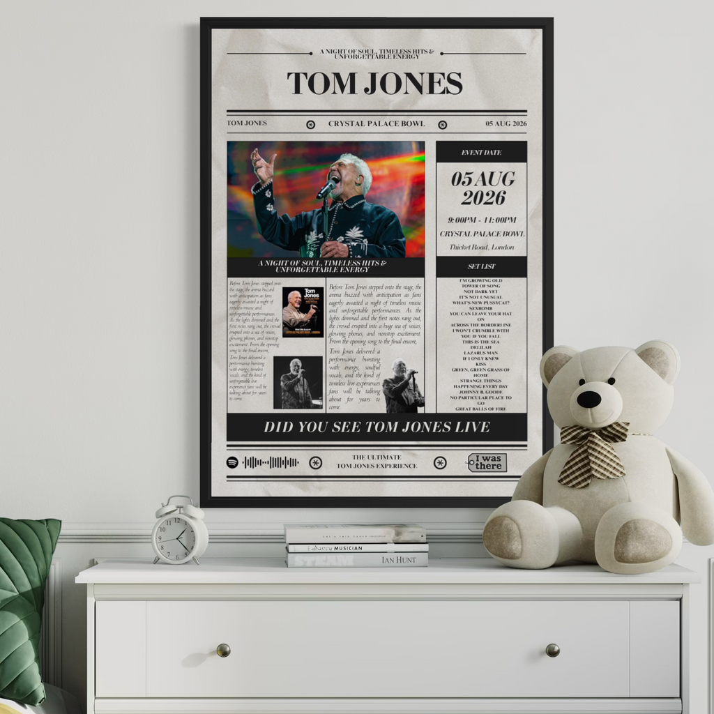 Tom Jones - Personalised Newspaper Style Concert Poster (USA Tour)