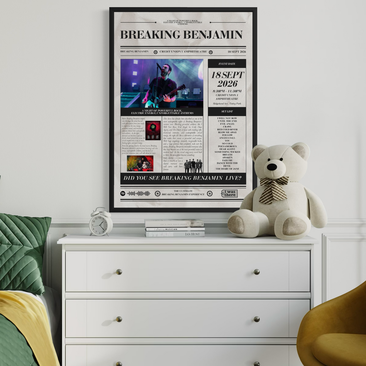 Breaking Benjamin - Personalised Newspaper Style Concert Poster (USA Tour)