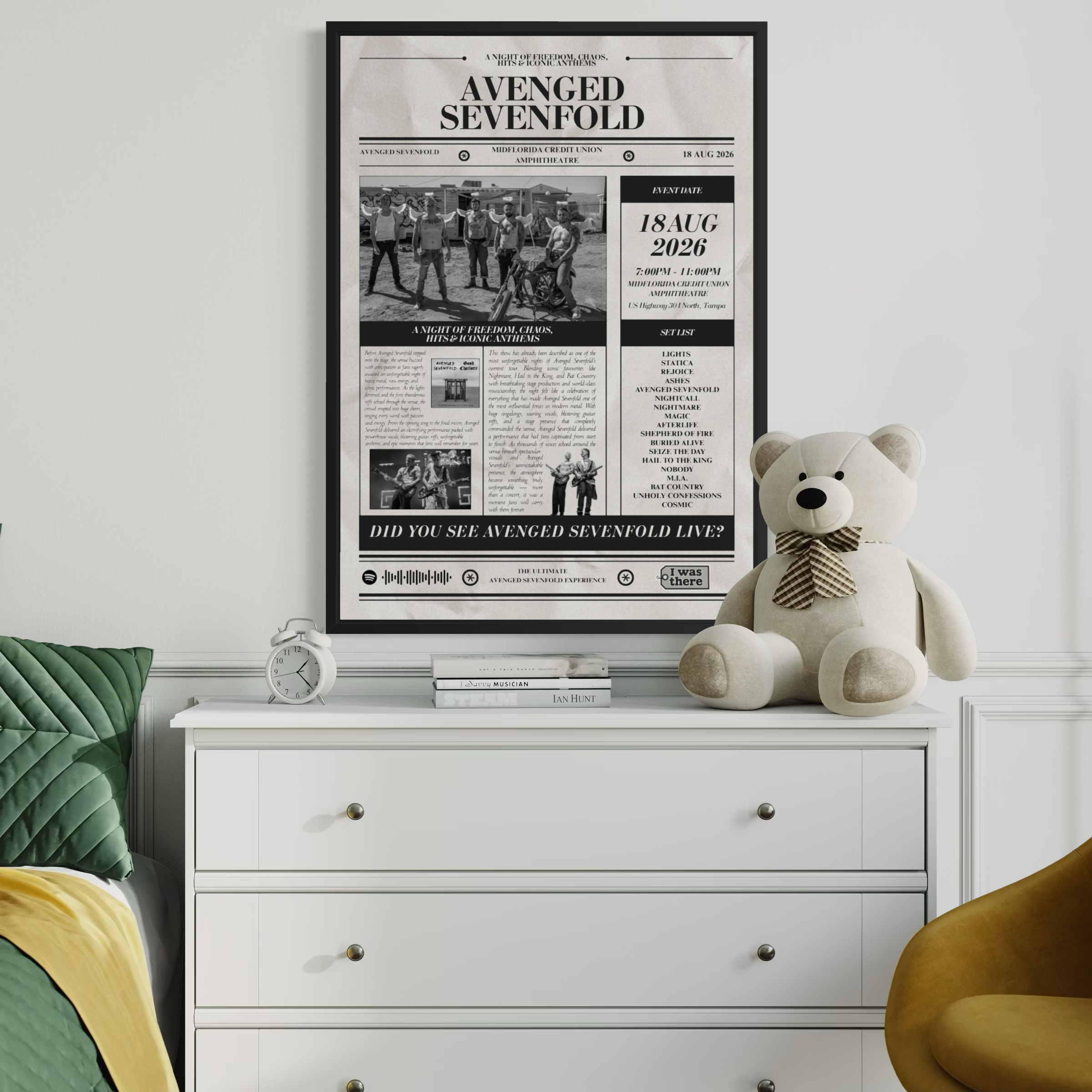 Avenged Sevenfold - Personalised Newspaper Style Concert Poster (USA Tour)