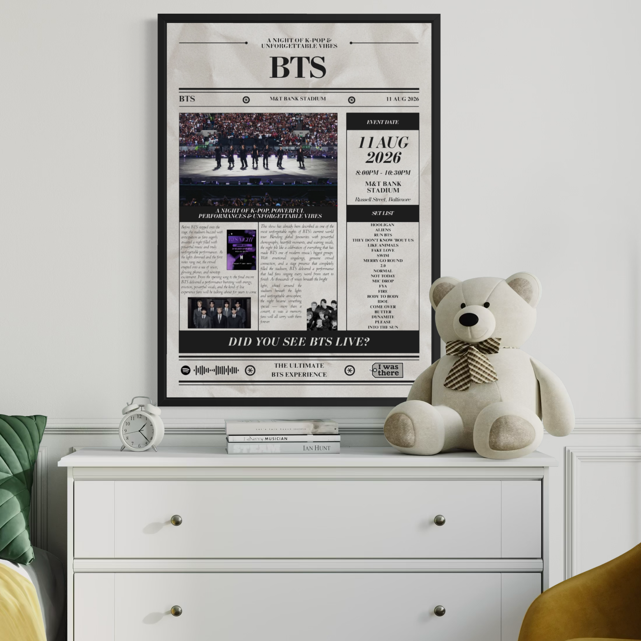 BTS - Personalised Newspaper Style Concert Poster (USA Tour)